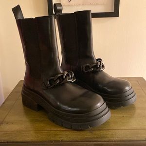 Ash black lug sole booties.